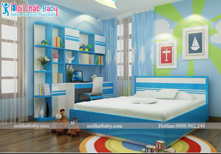 Phòng ngủ bé trai màu xanh dương